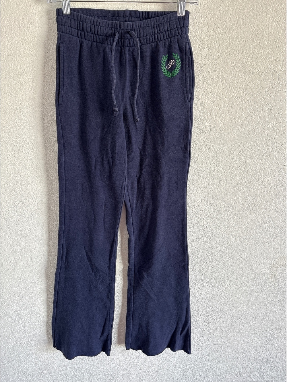 Victoria's Secret PINK Navy Blue Lounge Pants with Green Laurel Logo, Size XS